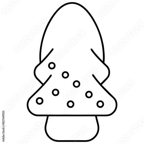 Mushroom icon with spots outline style simple vector illustration isolated on white background