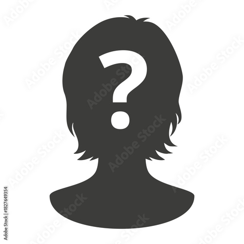 Question Mark Silhouette. Question Mark in Head Silhouette.  Thinking and Curiosity Concept Vector.