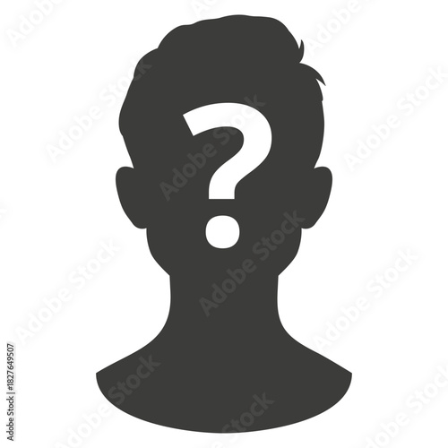 Question Mark Silhouette. Question Mark in Head Silhouette.  Thinking and Curiosity Concept Vector.