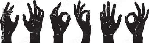 Set of hand gesture illustrations communication with fingers and palms vector design for demonstrating body language
