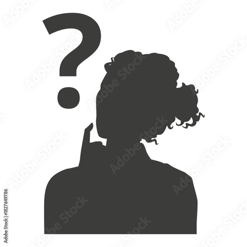 Question Mark Silhouette. Question Mark in Head Silhouette.  Thinking and Curiosity Concept Vector.
