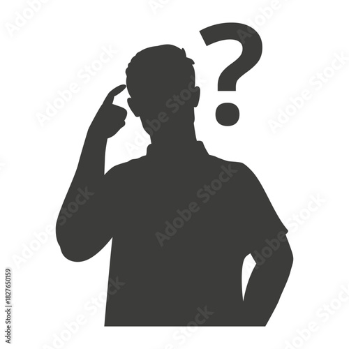 Question Mark Silhouette. Question Mark in Head Silhouette.  Thinking and Curiosity Concept Vector.