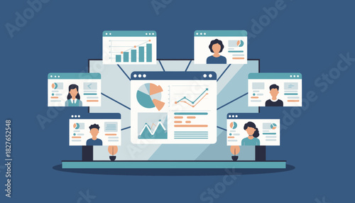 Dynamic Online Business Presentation Featuring Data Analytics and Collaborative Remote Work Across Distributed Teams