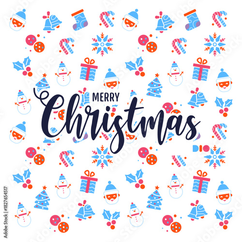 Merry Christmas modern card set elements greeting text lettering pink background vector. Christmas cards with Christmas tree, wreath, Christmas elements,, Christmas pattern Vector illustrations