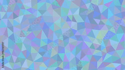 Abstract polygonal background with a mosaic of triangles in shades of blue, purple, and green creating a mesmerizing geometric pattern