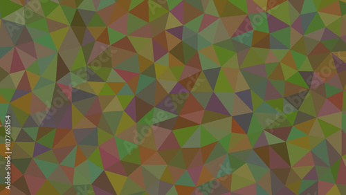 A mesmerizing mosaic of earthy tones, where triangles dance in a symphony of greens, browns, and reds, creating a captivating geometric tapestry