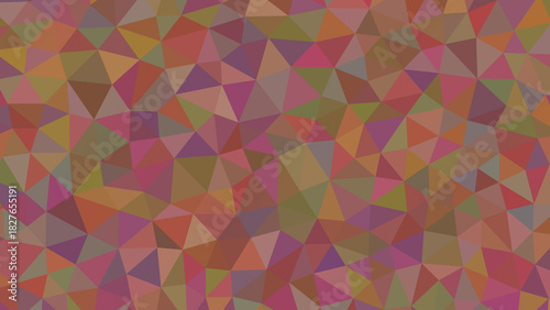 Geometric mosaic of triangles in warm hues creating a textured and vibrant abstract pattern with a modern and artistic feel overall