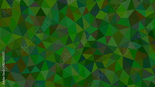 Geometric green mosaic background with triangular shapes, creating a vibrant and textured pattern for modern and natureinspired designs