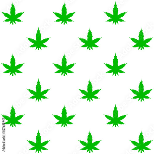 Cannabis leaf seamless pattern. Marijuana symbol representing marijuana, hemp culture, legalization, medical use. Ideal for packaging, backgrounds, textiles and modern graphics. Vector illustration. 