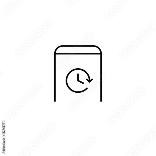 Clock on phone. Work hours, project deadline and user screen time. Pixel perfect, editable stroke vector icon