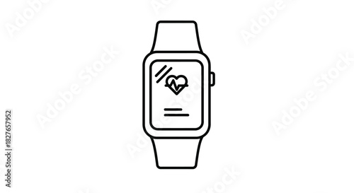 Smartwatch icon with heart rate monitor for fitness technology