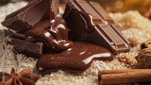 Decadent Chocolate Delights: Melting Perfection with Spices and Sweet Sugars in Stunning Close-Up