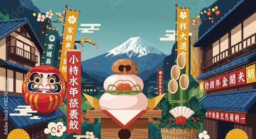 Japanese new year illustration