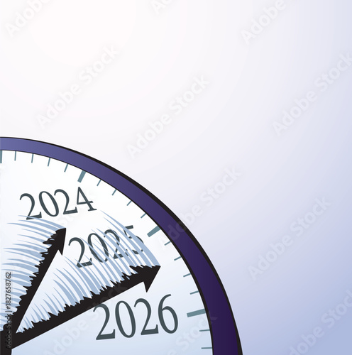 Vector drawing. The hands of a clock flutter in the wind.