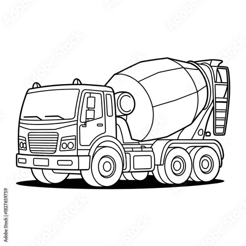 Cement mixer illustration vector style coloring page 