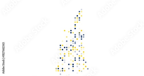 Digital Dots and Circles Falling to Form New Hampshire Geographic Shape