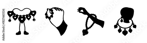 Abstract silhouette jewelry collection featuring necklaces and heart earrings