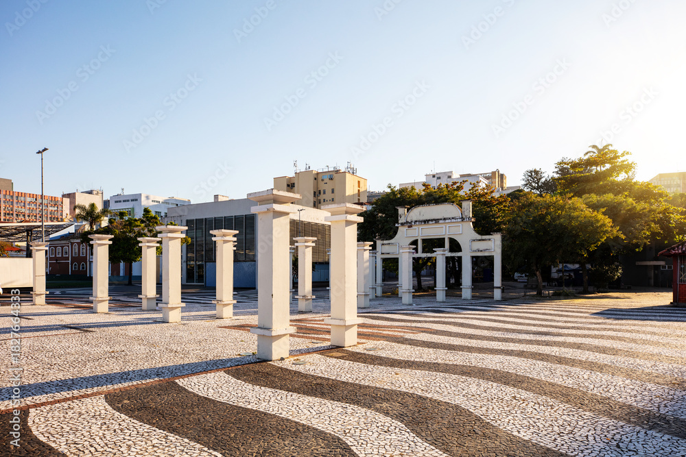 Obraz premium Square in the city center of Florianópolis with old bus, Santa Catarina, Brazil