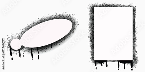 Spray paint frames with drips oval and rectangle shapes ideal for urban art and grunge design projects