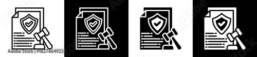 Compliance Policy Icon Set In Black And White Filled Style Collection