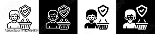 Consumer Protection Icon Set In Black And White Filled Style Collection