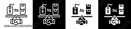 Fair Pricing Icon Set In Black And White Filled Style Collection