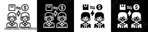 Trade Dispute Icon Set In Black And White Filled Style Collection
