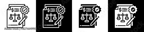 Legal Report Icon Set In Black And White Filled Style Collection