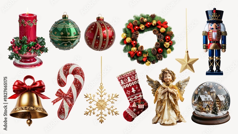 Fototapeta premium Christmas ornament design element set