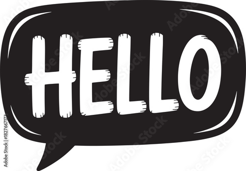 Speech Bubble with the Word HELO in White Hand Drawn Style Keywords: hello, speech bubble, text