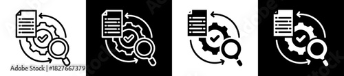 Process Control Icon Set In Black And White Filled Style Collection