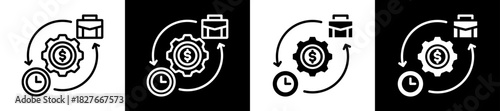 Business Optimization Icon Set In Black And White Filled Style Collection