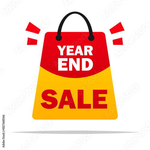 Year end sale shopping bag icon vector isolated illustration