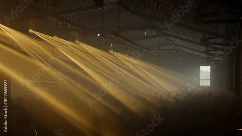Dynamic Stage Lighting Illuminates a Dark Concert Venue.
