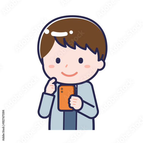 スマートフォンを使う「私服の大人」の男性