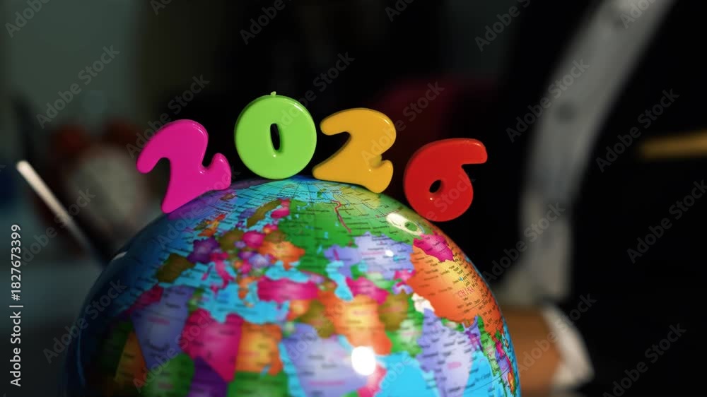 Globe with 2026 numbers for future planning, Colorful globe with 2026 ...