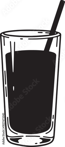 Refreshing dark beverage in tall glass with straw vector illustration