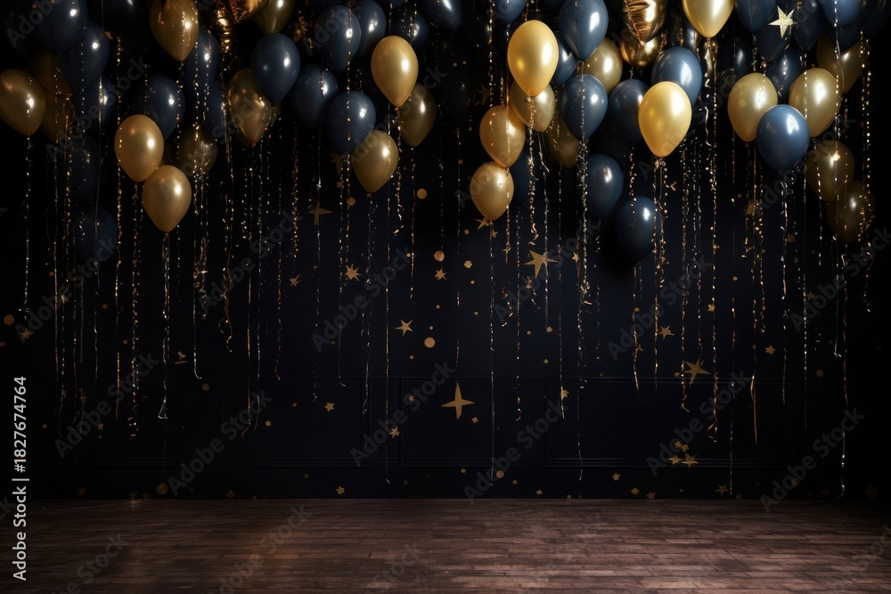 Naklejka premium New year backdrop celebration balloon architecture.