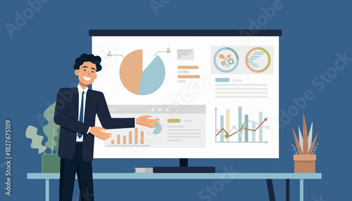 Business Presentation with Charts and Graphs for Data Analysis