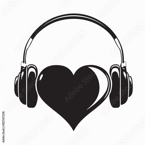 Heart Listening To Music  Logo Vector on white background