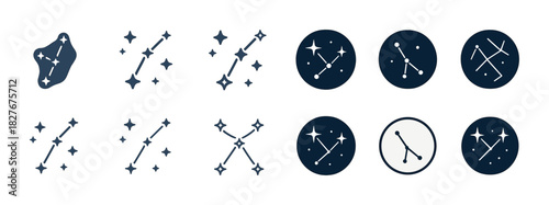 Minimalist star asymmetrical constellation icons collection
