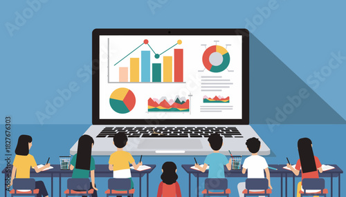 Analyzing Business Data A Presentation of Growth Charts and Statistics on Laptop Screen