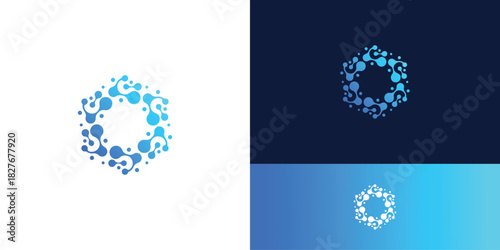 Modern Technology connection idea, molecular symbol, digital technology network, global solution, logo design template.