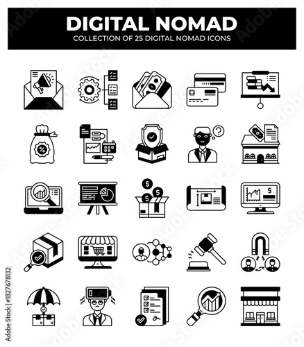 Digital Nomad Icons: 25 Essential Icons for Remote Workers