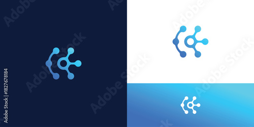 Modern technology connection symbol  abstract , dot, Blockchain, molecular,  and system graphic design vector illustration. Symbol, icon, creative logo design 