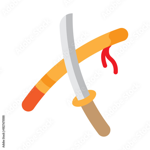 Katana Sword Vector Flat Icon Design