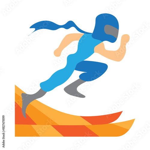 Ninja Roof Runner Vector Flat Icon Design