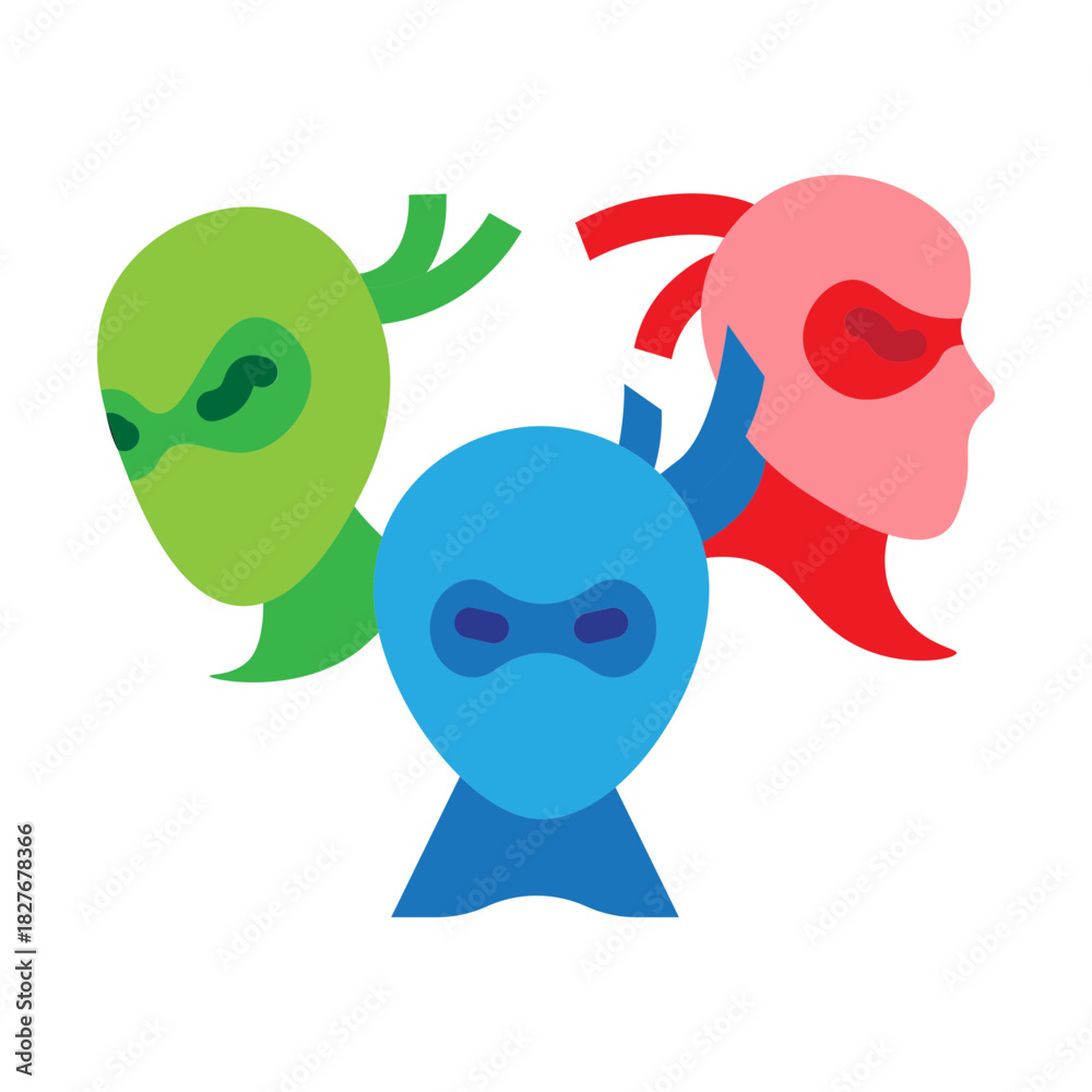 Obraz premium Ninja Group Vector Flat Icon Design