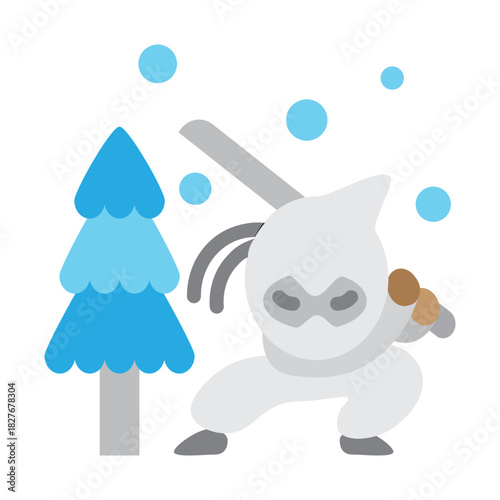 Snow Ninja Vector Flat Icon Design