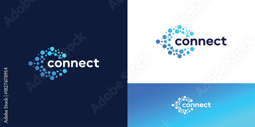 logo design abstract connection digital technology icon vector illustration